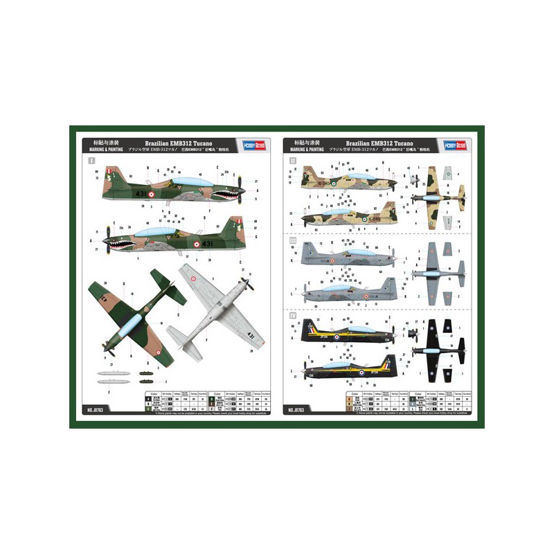 Maquette d'avion en plastique Brazilian EMB312 Tucano 1/48