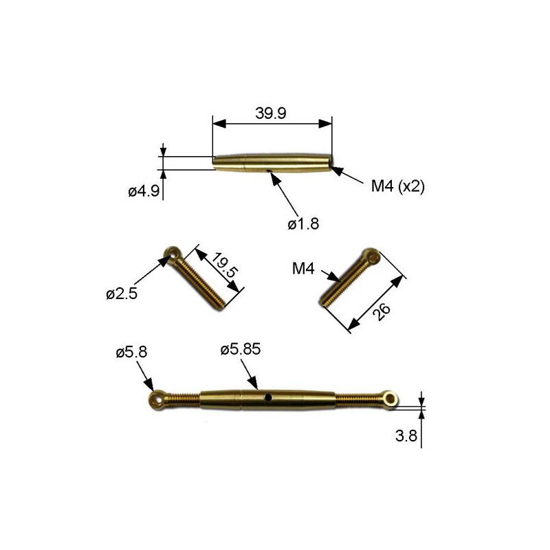 Accessoire embarqué Tendeur M4 x 40mm (2 pcs)