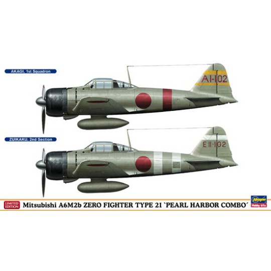 Maquette d'avion en plastique A6M2b ZERO PEARL HARBOR COMBO