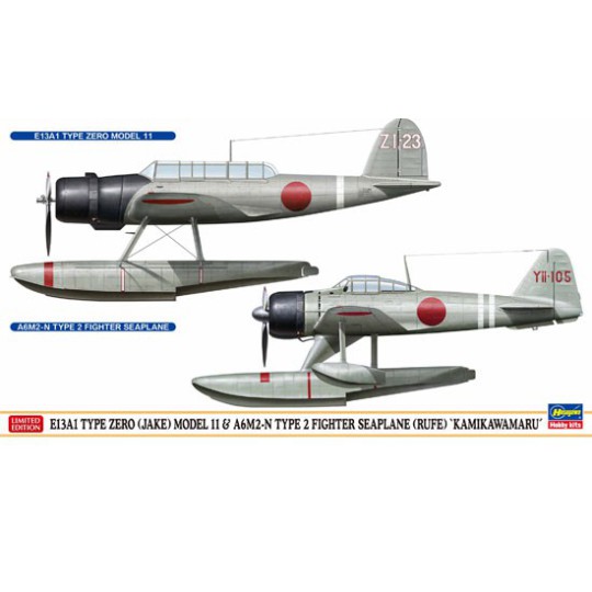 Maquette d'avion en plastique E13A1 TYPE ZERO MODEL 11 + A6M2-N TYPE 2 1/72