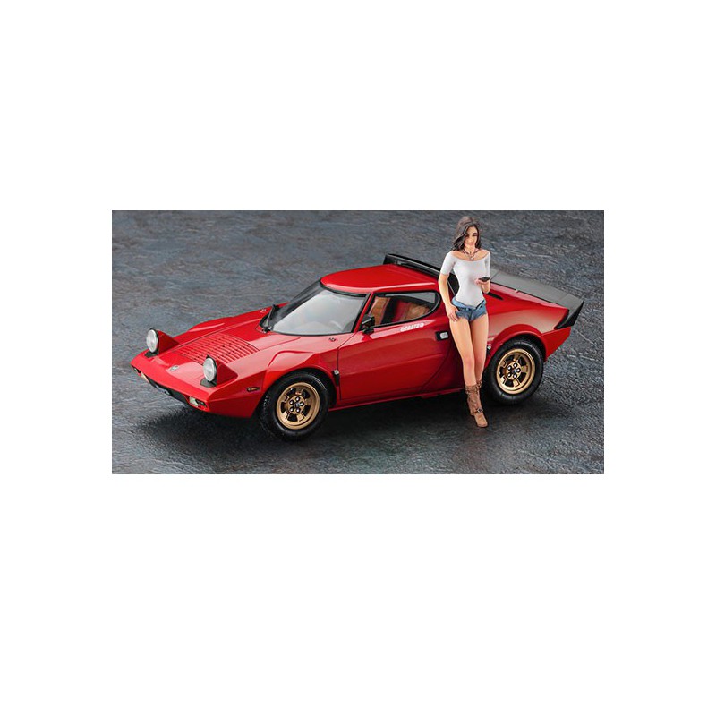 Maquette de voiture en plastique Lancia Stratos HF Stradale + figurine 1/24