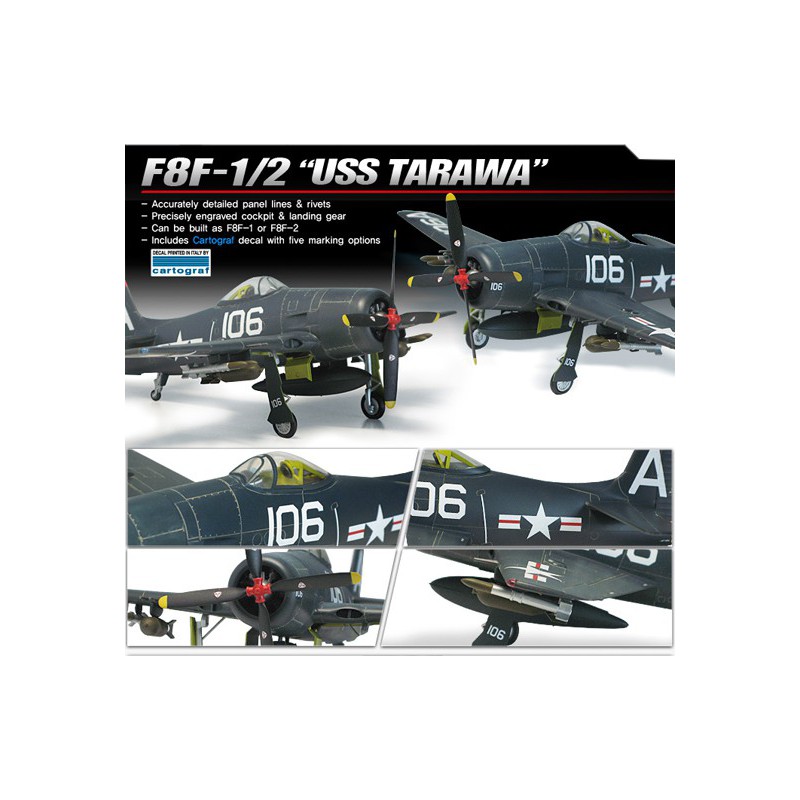 Maquette d'avion en plastique F8F-1 USS TARAWA 1/48