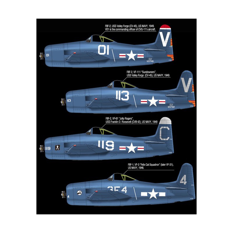 Maquette d'avion en plastique F8F-1 USS TARAWA 1/48