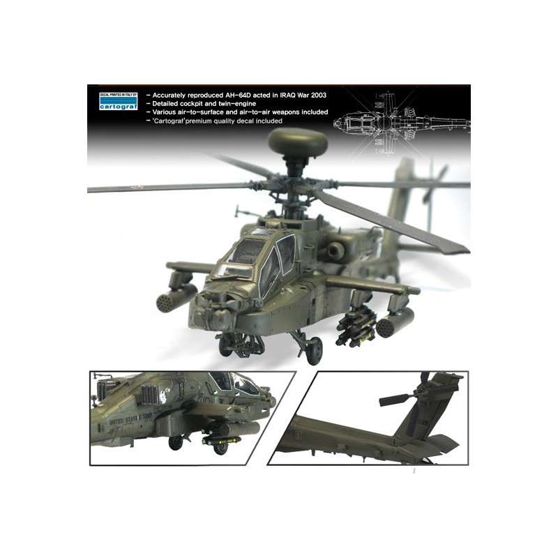 Maquette d'hélicoptère en plastique AH-64D Block II Apache 1/72