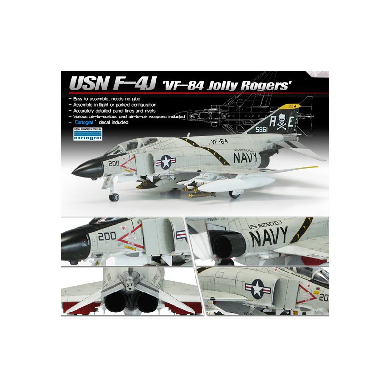 Maquette d'avion en plastique USN F-4j Phantom 1/72