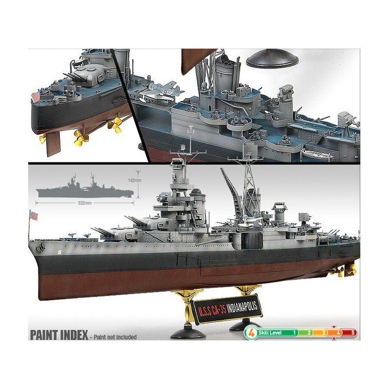 Maquette de Bateau en plastique U.S.S CA-35 Indianapolis 1/350