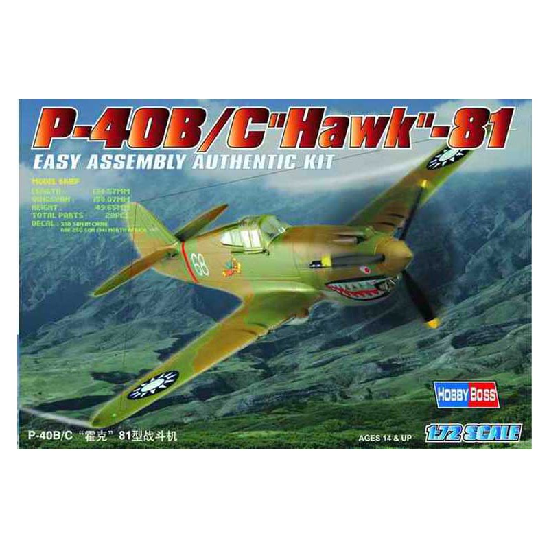 Maquette d'avion en plastique P-40 B/C HAWK-81 1/72
