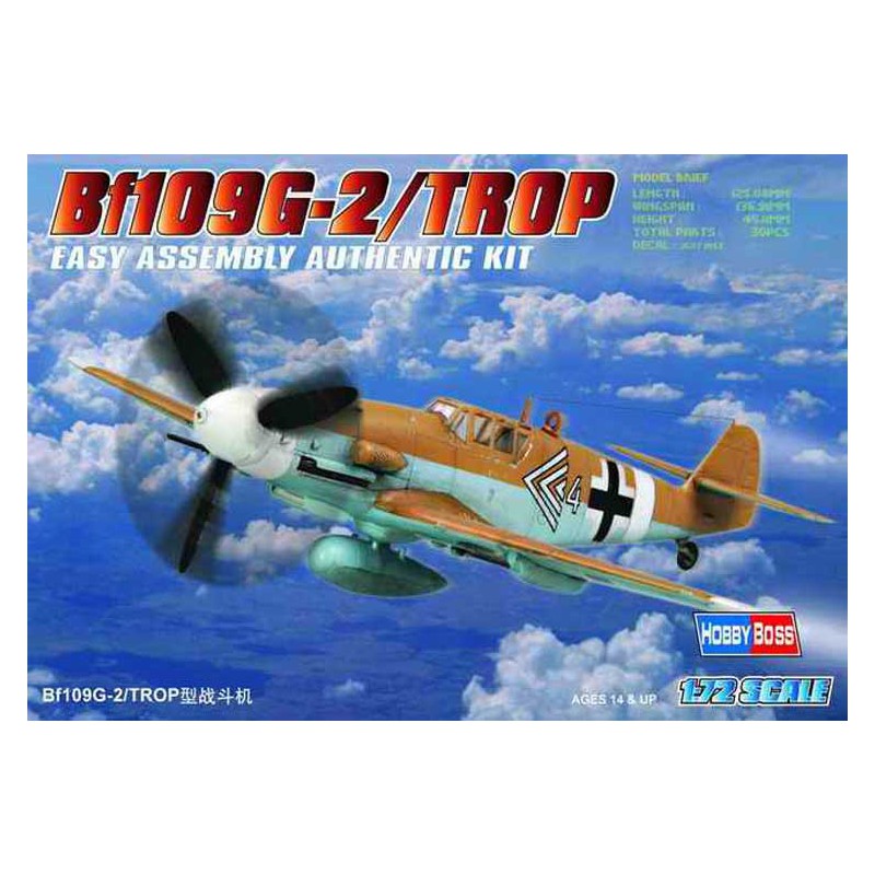 Maquette d'avion en plastique BF 109G-2 Trop 1/72