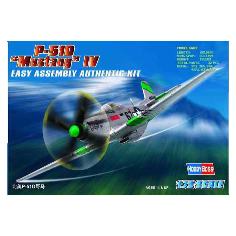 Maquette d'avion en plastique P-51 D Mustang IV 1/72