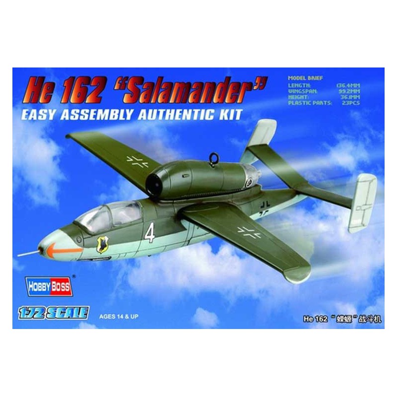Maquette d'avion en plastique He 162 Salamender 1/72