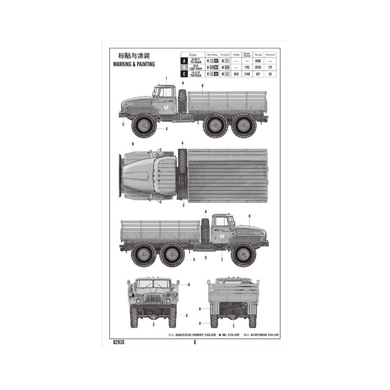 Maquette de camion en plastique Russian URAL-4320 Truck 1/72