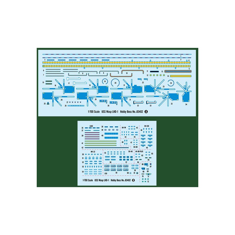 Maquette de Bateau en plastique Porte A. USS Wasp LHD-1 1/700