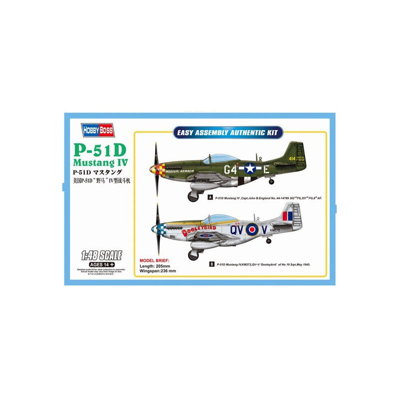 Maquette d'avion en plastique P-51D Mustang IV 1/48