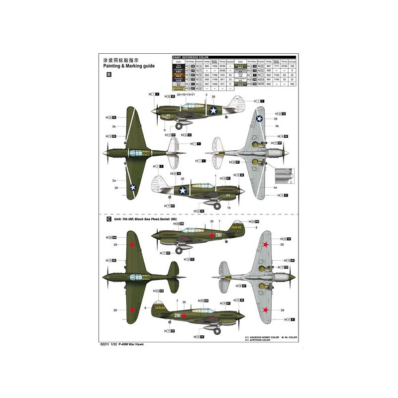 Maquette d'avion en plastique P-40M War Hawk 1/32