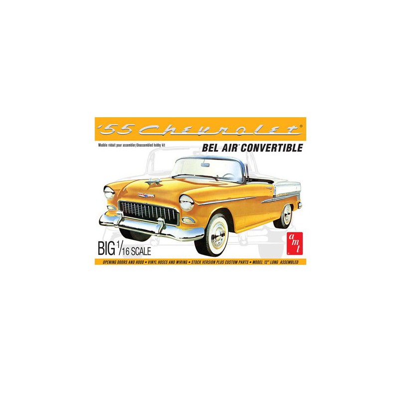 Maquette de voiture en plastique 1955 Chevy Bel Air convertible 1/16