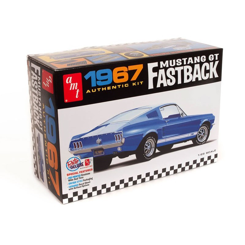 Maquette de voiture en plastique 1967 Ford Mustang GT Fastback 1:25