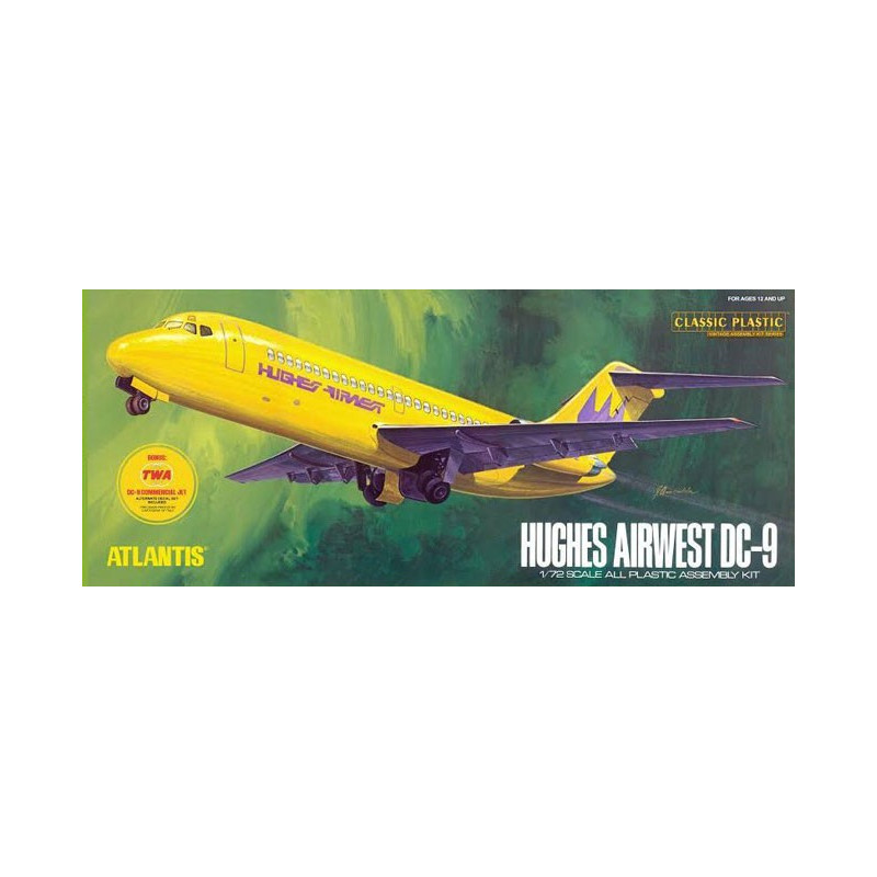 Maquette d'avion en plastique Hughes Airways DC-9 Airliner 1/72