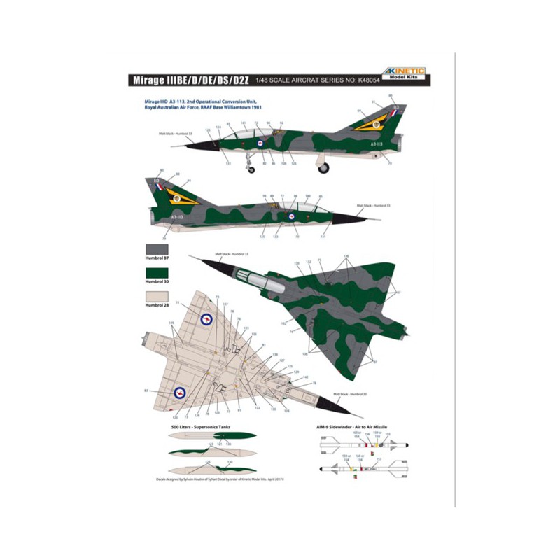 Maquette d'avion en plastique MIRAGE IIIBE/D/DE/DS/D2Z 1/48