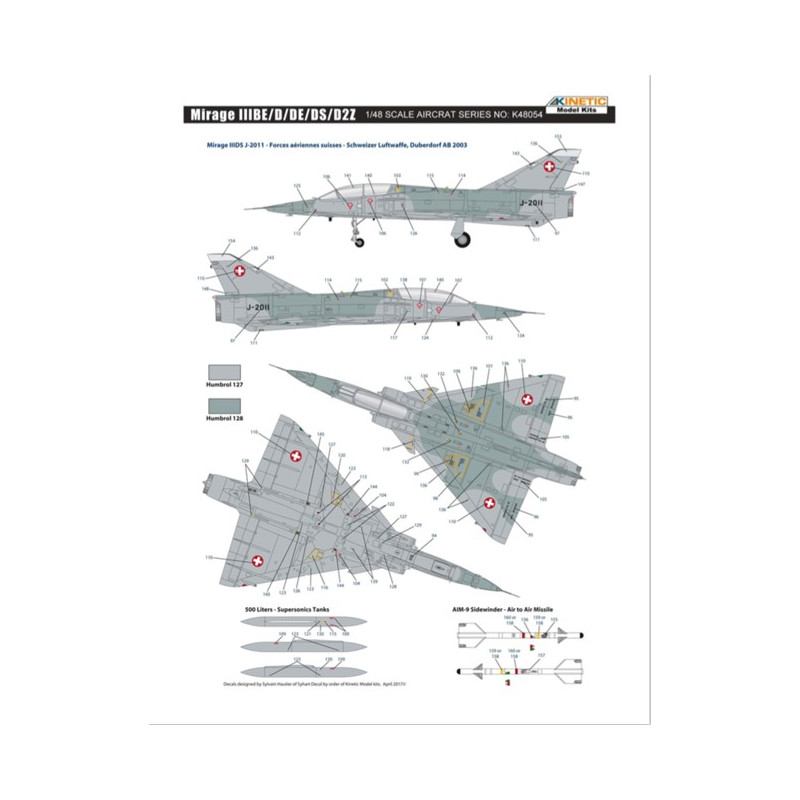 Maquette d'avion en plastique MIRAGE IIIBE/D/DE/DS/D2Z 1/48