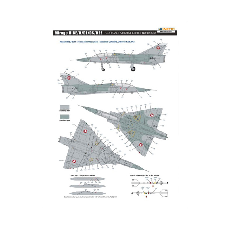 Maquette d'avion en plastique MIRAGE IIIBE/D/DE/DS/D2Z 1/48
