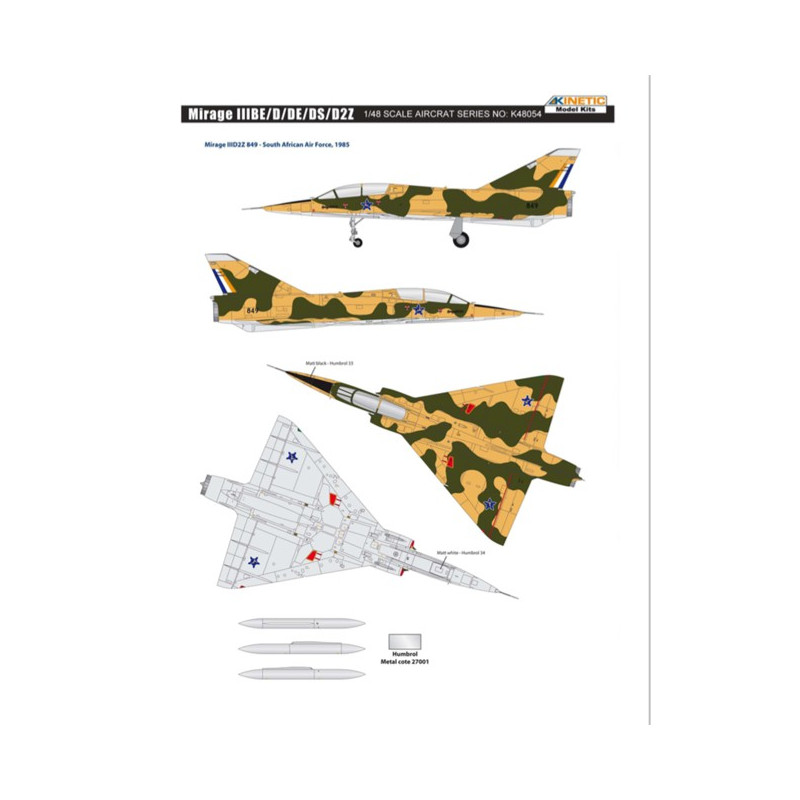 Maquette d'avion en plastique MIRAGE IIIBE/D/DE/DS/D2Z 1/48