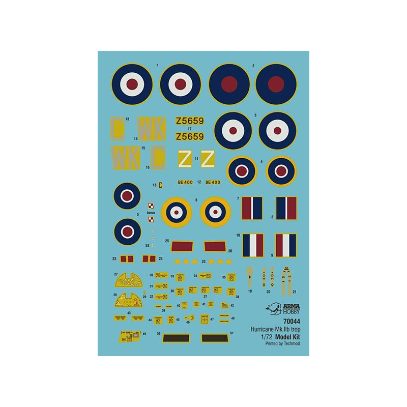 Maquette d'avion en plastique Hurricane Mk II b trop Model Kit 1/72