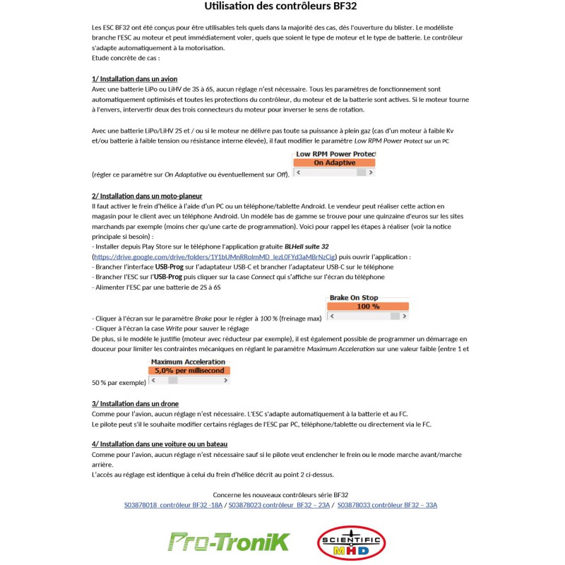 Moteur électrique radiocommandé Variateur BF32-23A