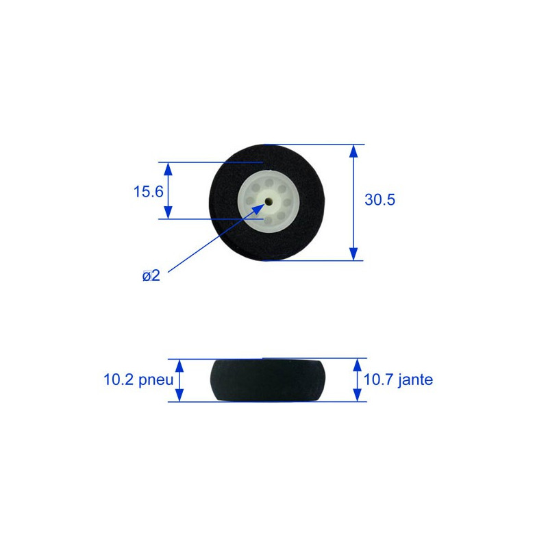 Accessoire embarqué Roues mousse ultra-légères 30mm