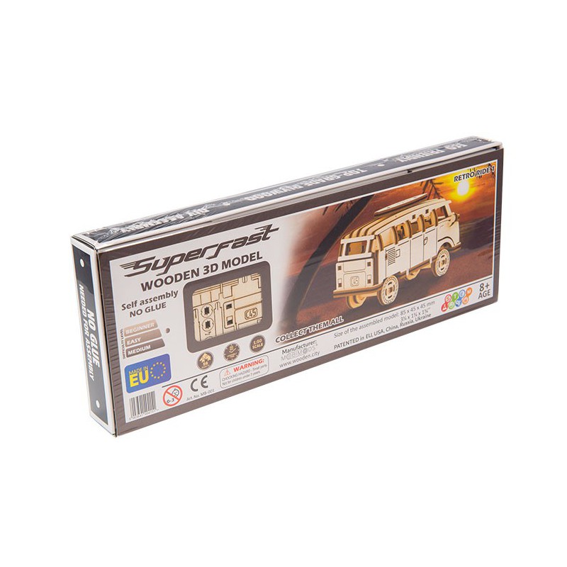 Puzzle 3D mécanique facile pour maquette Bus Retro Superfast