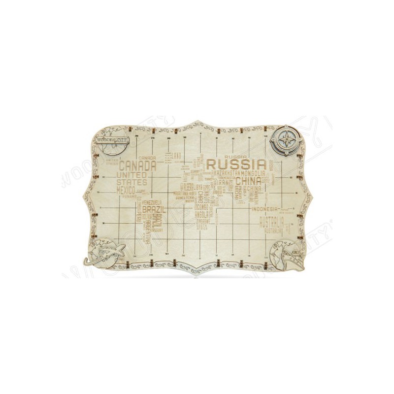 Puzzle 3D mécanique facile pour maquette Carte du monde Expédition série mots