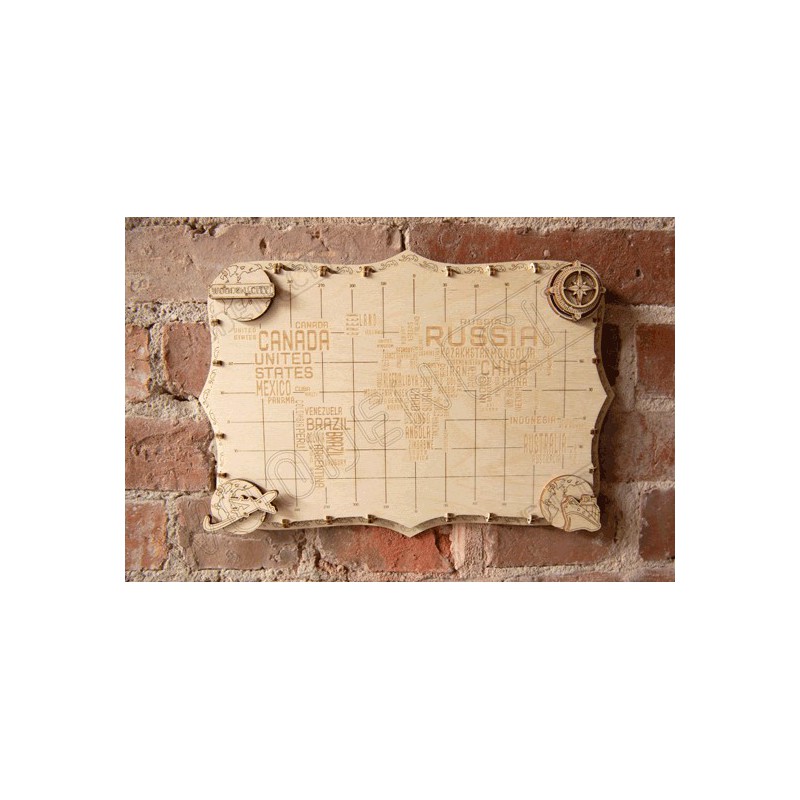 Puzzle 3D mécanique facile pour maquette Carte du monde Expédition série mots