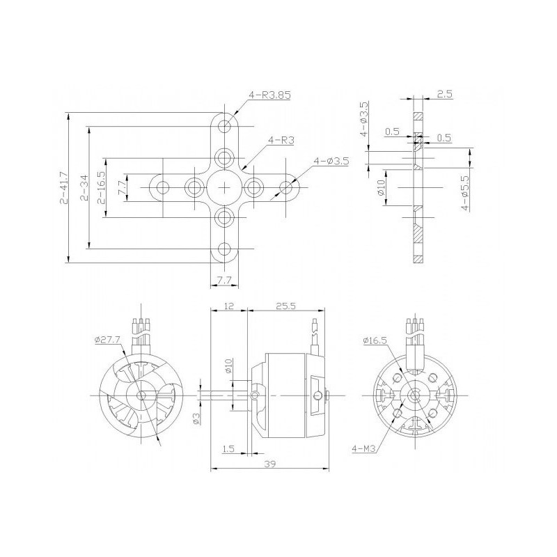 Moteur électrique radiocommandé Moteur DM2210 Kv1700