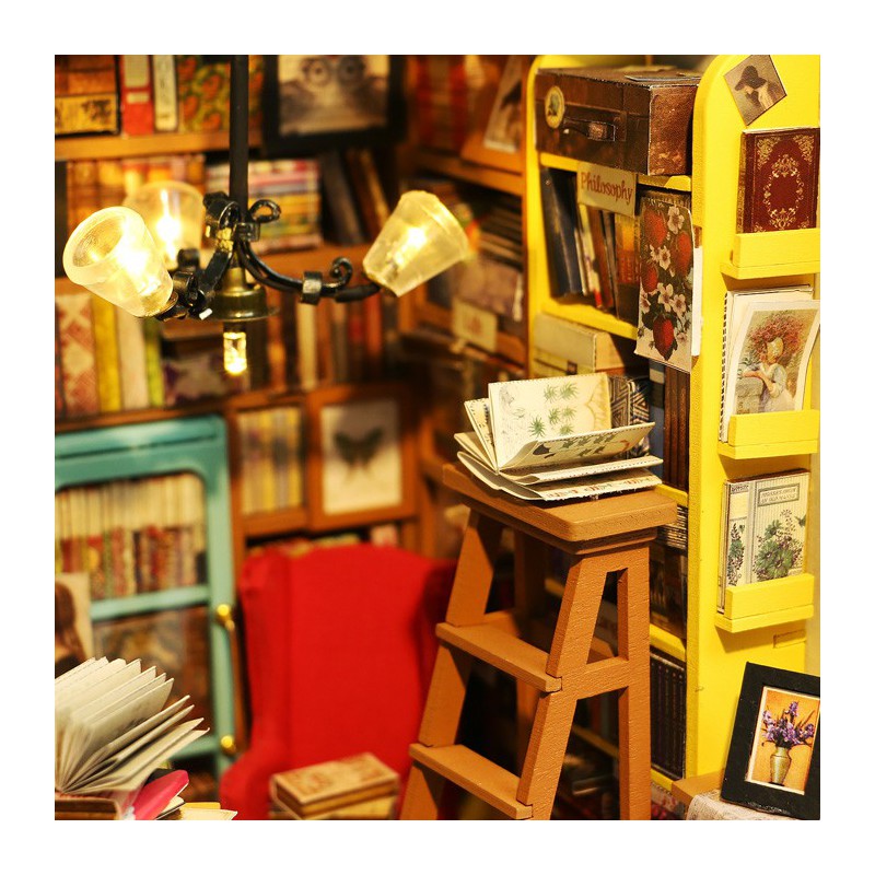 Puzzle 3D mécanique intermédiaire pour maquette La bibliothèque de Sam