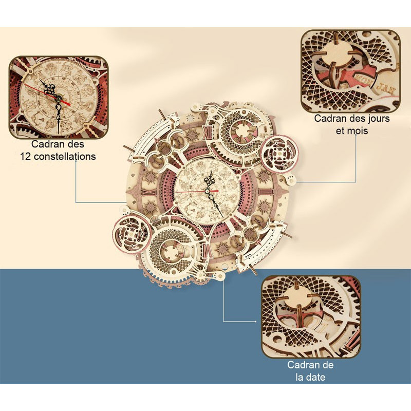 Puzzle 3D mécanique intermédiaire pour maquette Horloge Zodiacale