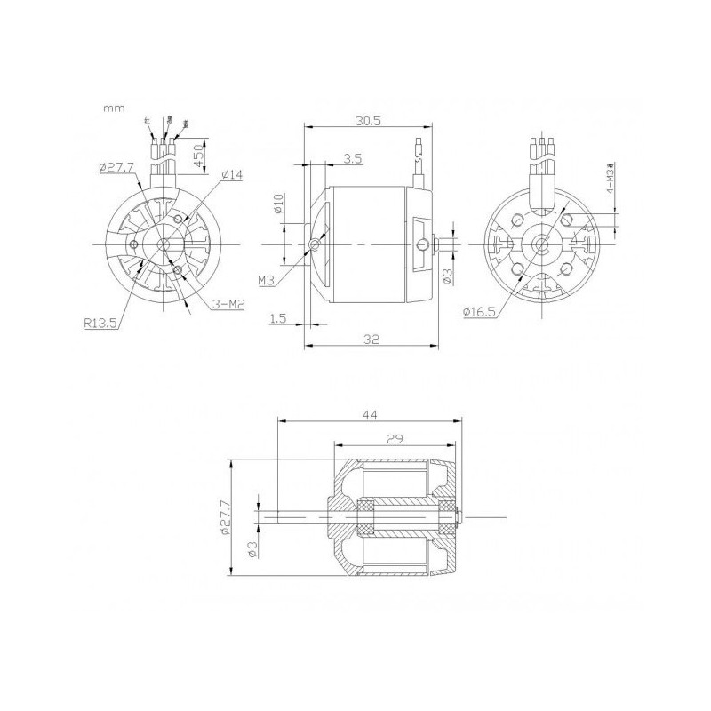 Moteur électrique radiocommandé Moteur DM2215 Kv3500
