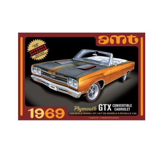 Maquette de voiture en plastique 1969 Plymouth GTX Convertible 1/25