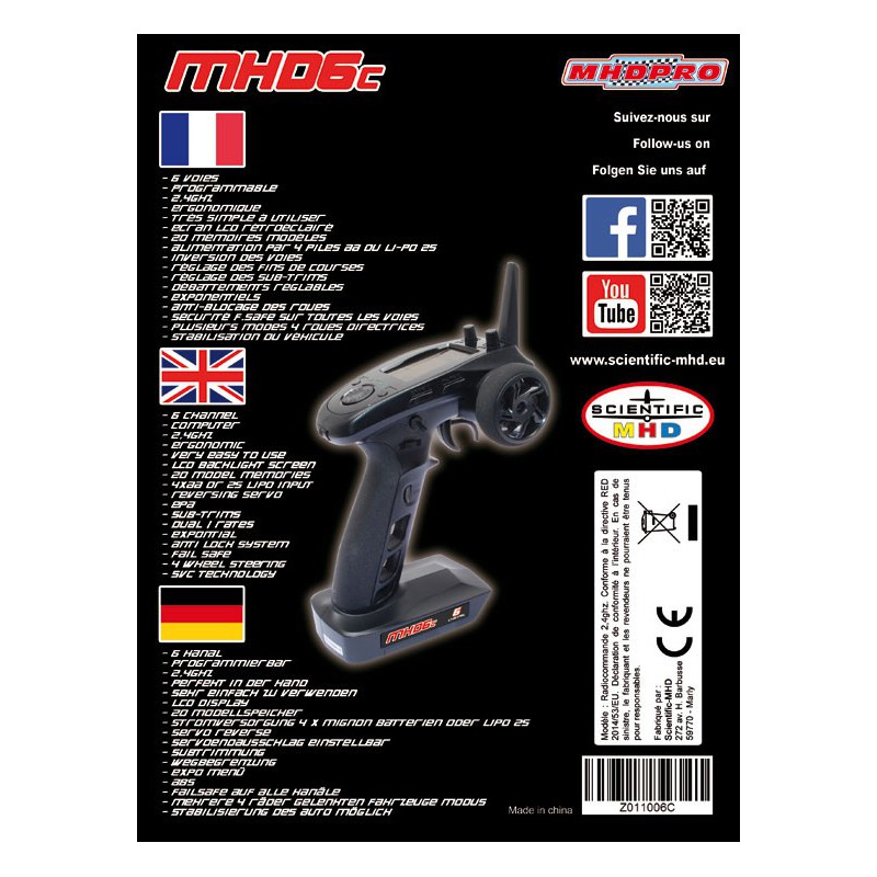 Ensemble pour radiocommande MHD6C 2,4Ghz Techno. SVC