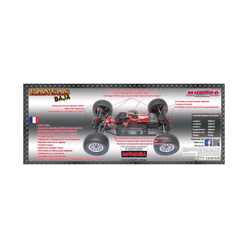 Voiture électrique radiocommandée KANSAS BAJA BL RTR 1/10