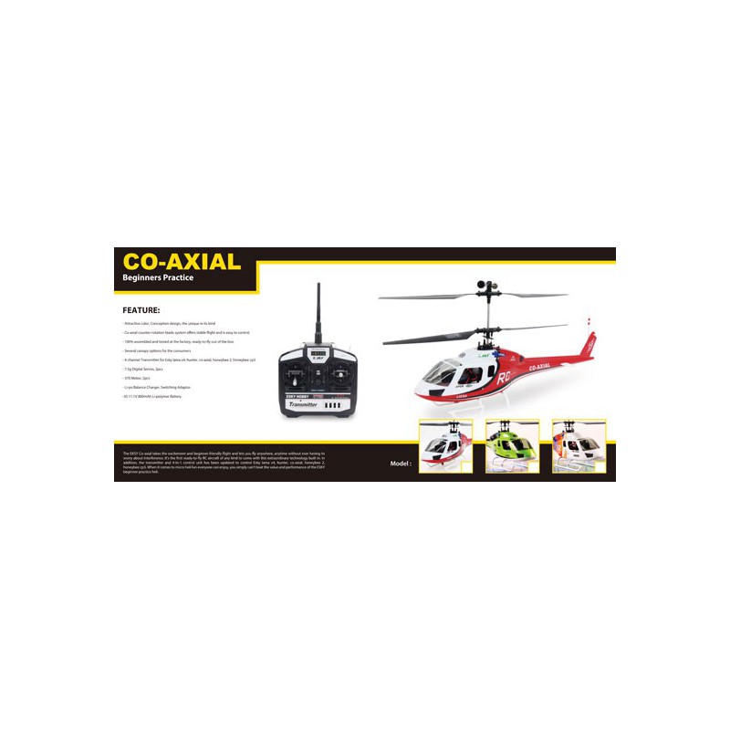 Hélicoptère électrique radiocommandé CO AXIAL RTF Bleu Mode 1