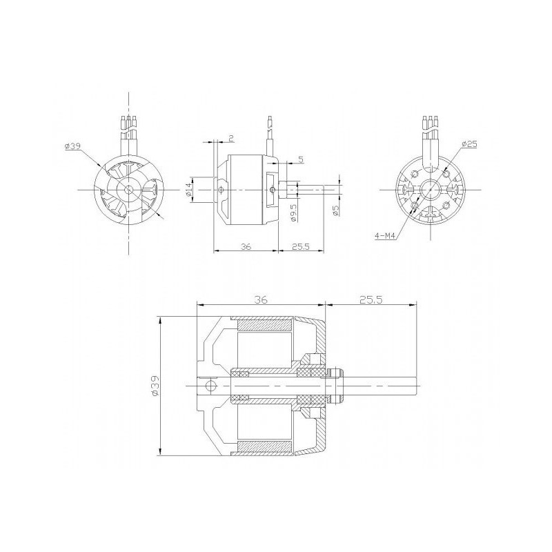 Moteur électrique radiocommandé Moteur DM2815 Kv1100