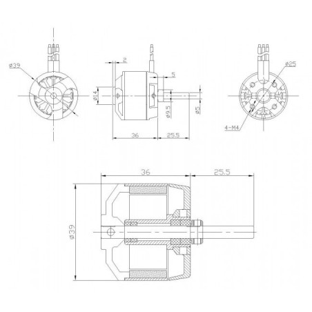Moteur électrique radiocommandé Moteur DM2815 Kv1100