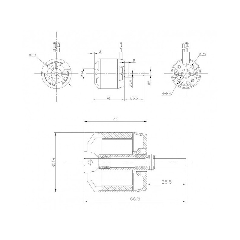 Moteur électrique radiocommandé Moteur DM2820 Kv650