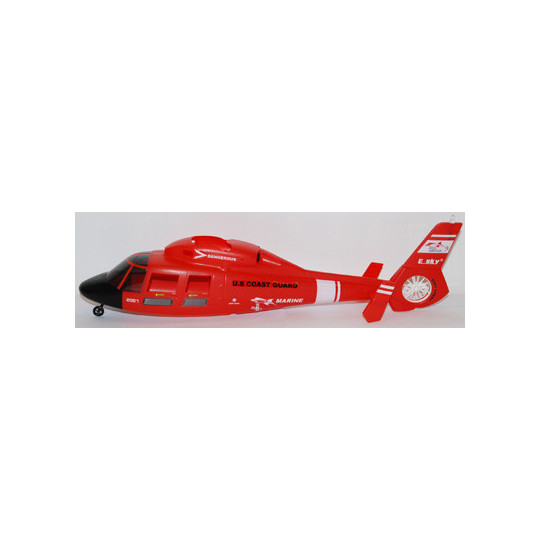 Pièce pour hélicoptère électrique DAUPHIN FUSELAGE ROUGE COMPLET