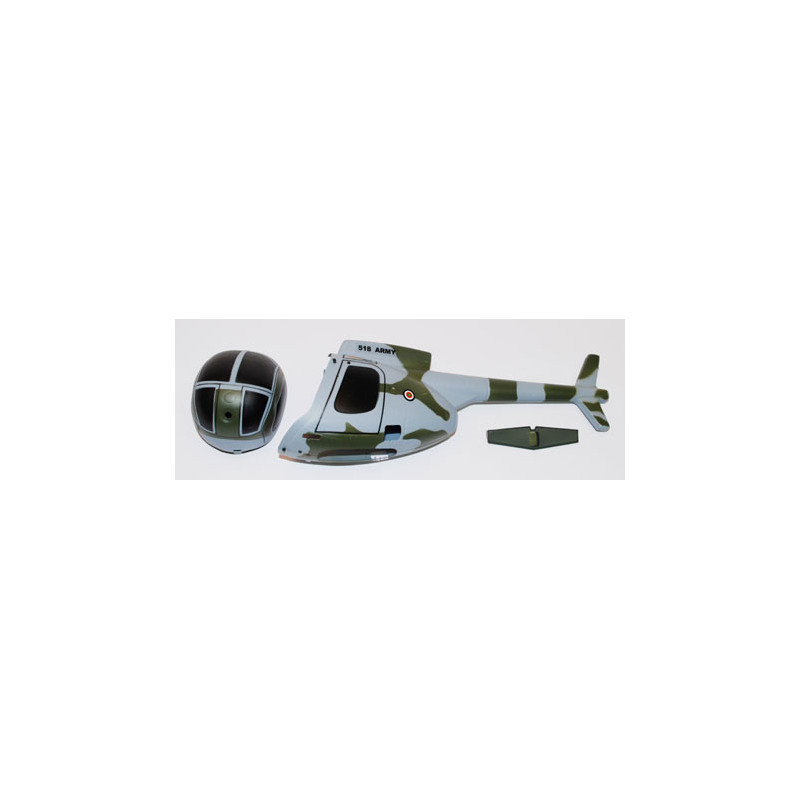 Pièce pour hélicoptère électrique HUGHES 500 FUSELAGE VERT GRIS