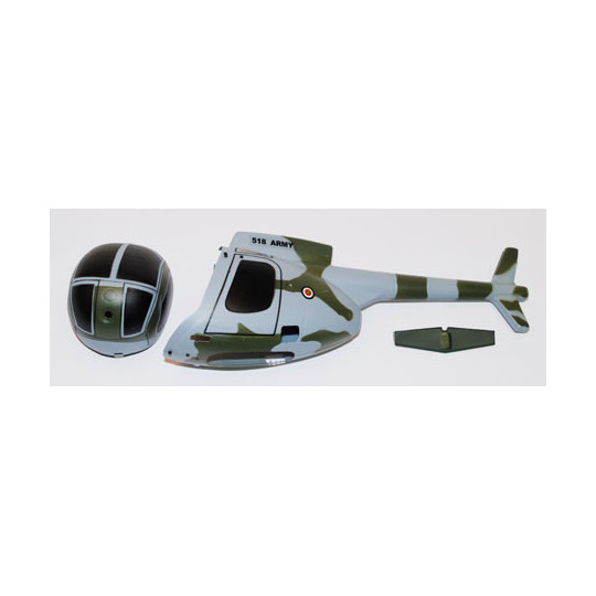 Pièce pour hélicoptère électrique HUGHES 500 FUSELAGE VERT GRIS