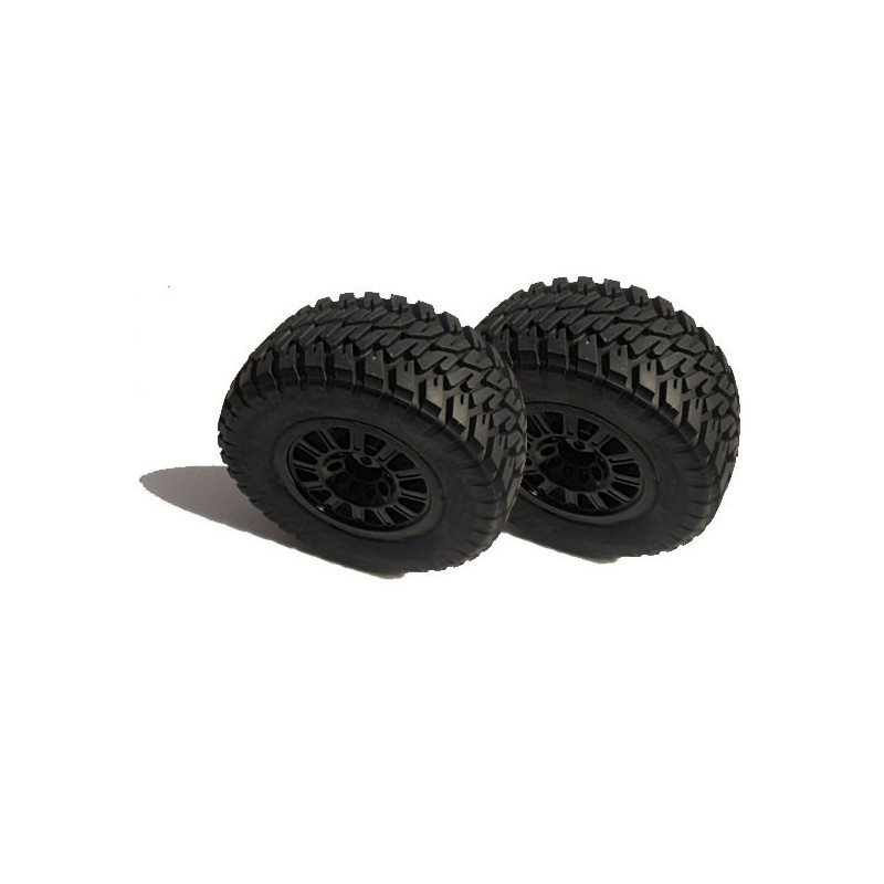 Pièce pour voiture electrique tous chemin 1/10 Kansas Paire de Roues Noires