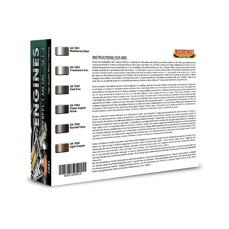 Peinture acrylique ENGINE PERFECT METAL SET 3