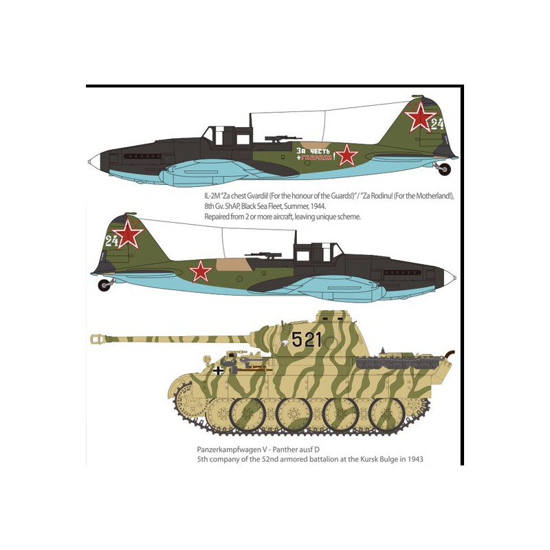 Maquette d'avion en plastique IL-2M & Panther D 1/72