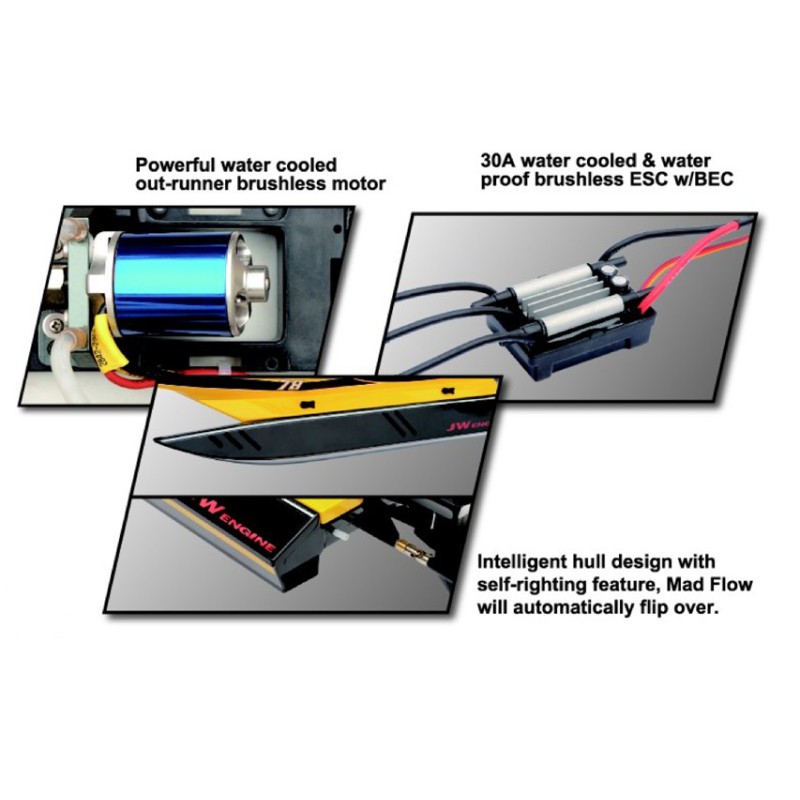 Bateau électrique radiocommandé Mad Flow F1 BL RTS Combo