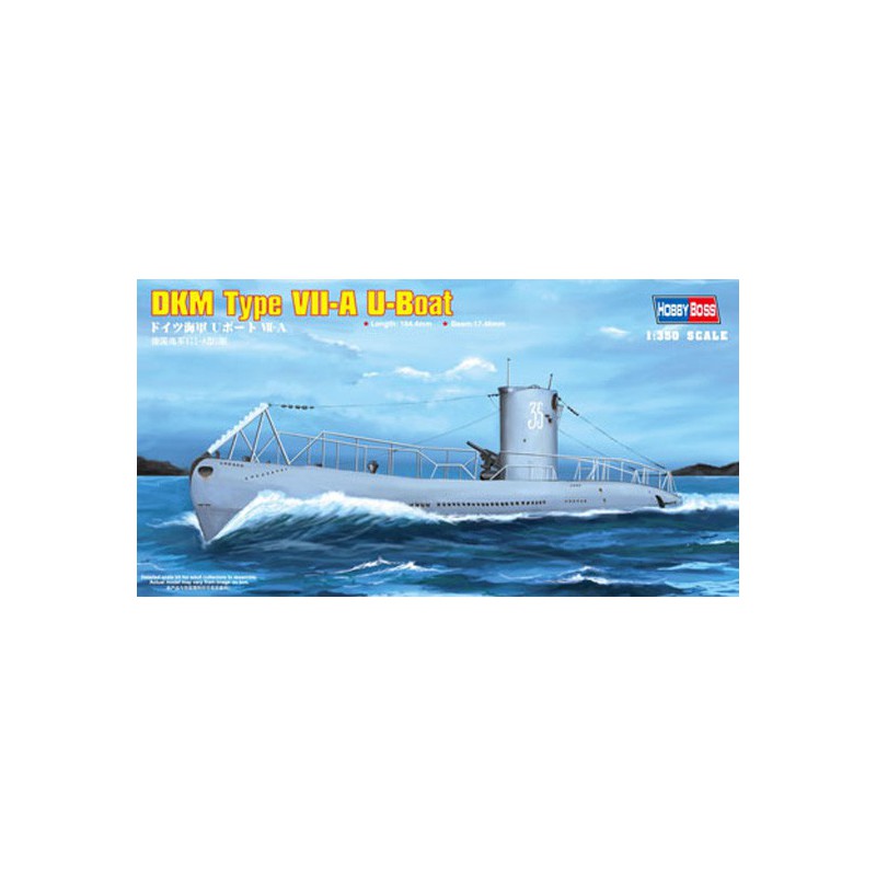 Maquette de Bateau en plastique DKM NAVY T. VII-A U-BOAT 1/350
